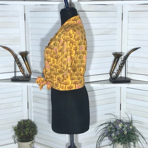 Urban Outfitters Hawaiian Crop Top Tropical Palm Print Small - Picture 5 of 12